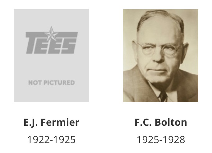 TEES directors in 1920s. E.J. Fermier 1922-1925 and headshot of F.C. Bolton 1925-1928