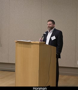 Photo of Horsman giving a presentation