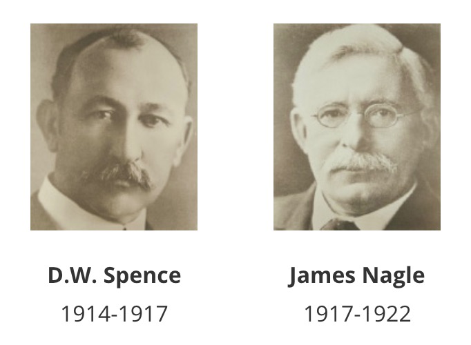 TEES directors in 1910s. Headshot of D.W. Spence, 1914-1917 and James Nagle 1917-1922.