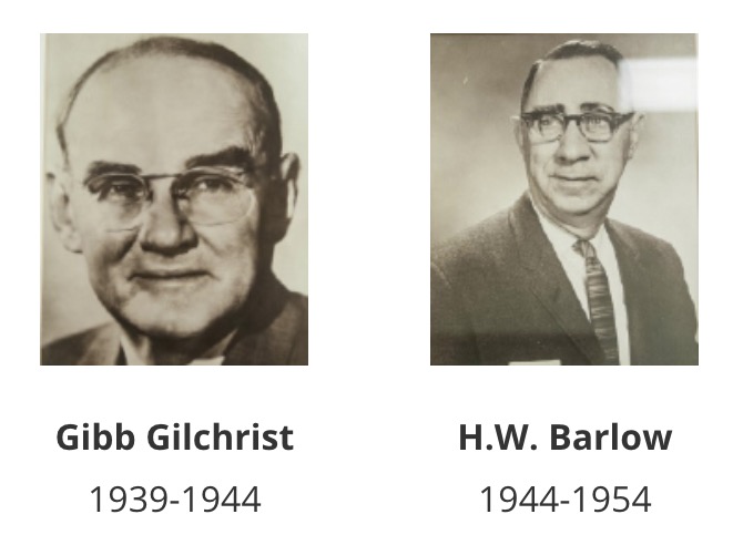TEES directors in 1940s, headshot of Gibb Gilchrist 1939-1944 and H.W. Barlow 1944-1954.