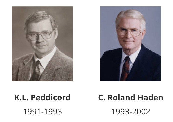 Headshots of TEES director, K.L. Peddicord, 1991-1993 and C. Roland Haden 1993-2002.