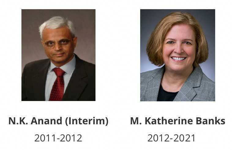 Headshots of TEES directors, N.K. Anand (Interim) 2011-2012 and M. Katherine Banks, 2012-2021.