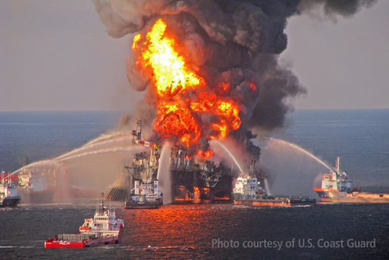 fire on offshore drilling rig