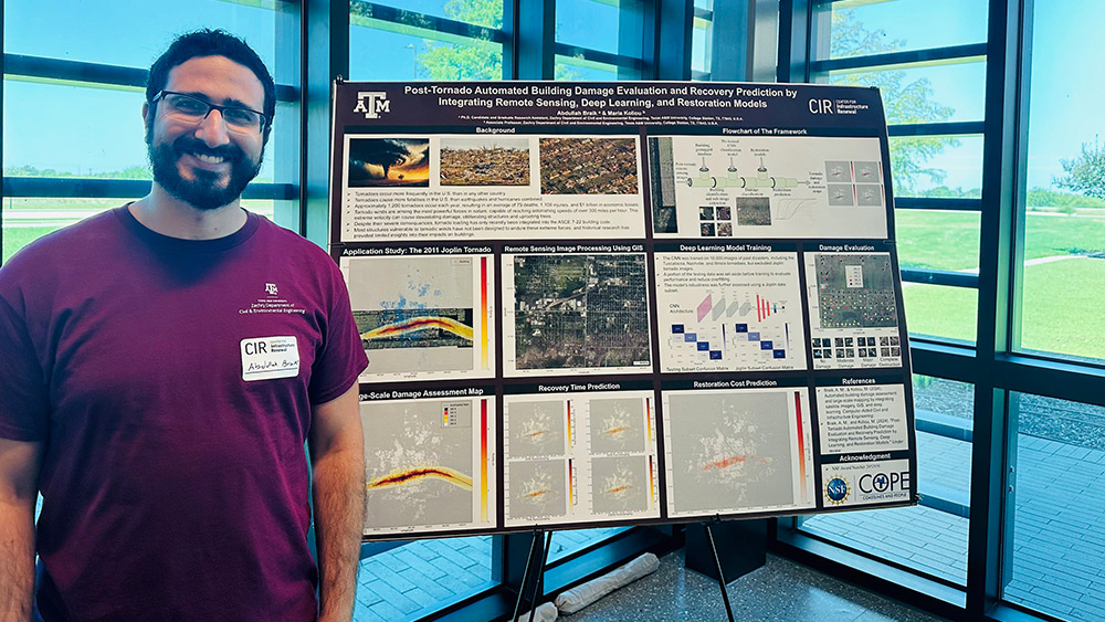 Abdullah Braik standing in front of a poster