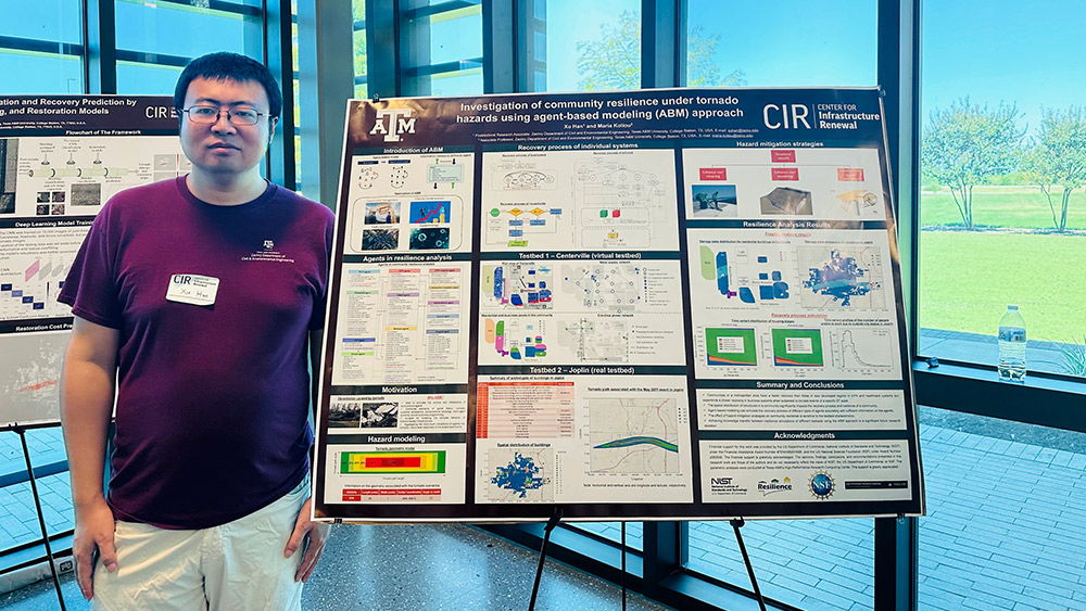 Xu Han standing in front of a poster