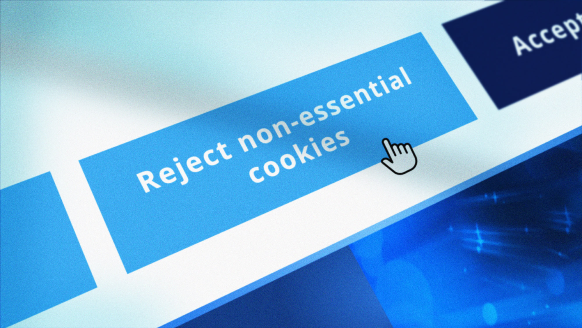 A cursor hovering above a “Reject-nonessential cookies” button.