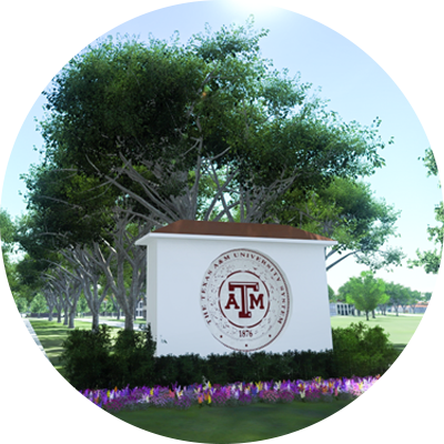 Photo of Rellis campus with Texas A&amp;M Logo on a green field