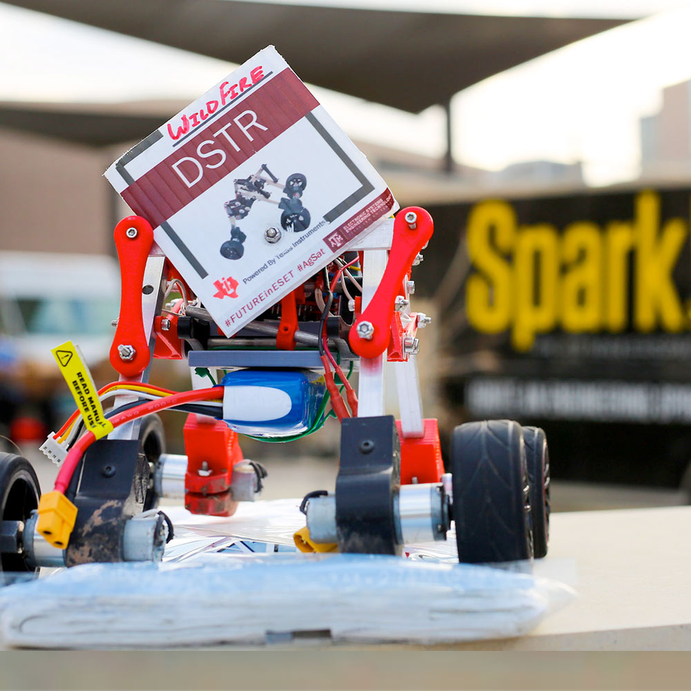 mobile robot in front of Spark trailer